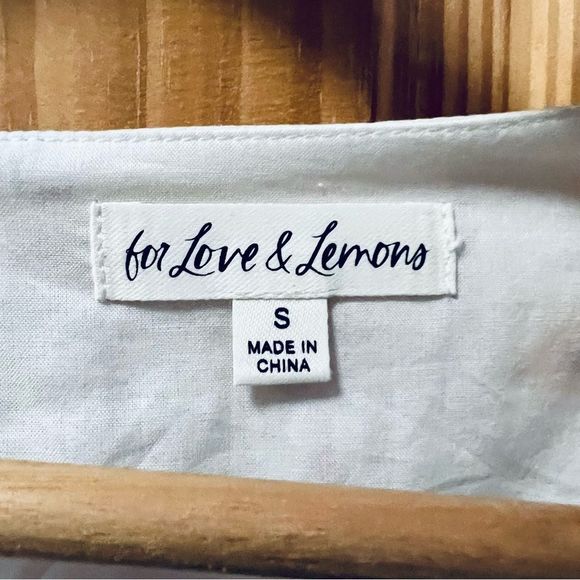 For Love and Lemons Shelby daisy puff sleeve cropped tie front shirt top S small - Picture 3 of 8